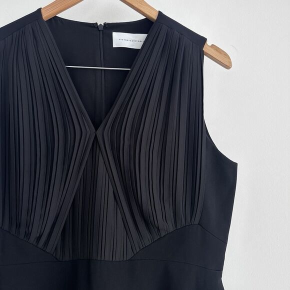 Victoria Beckham Dress 10 US Black Fit Flare Minimal Elegant Quiet Luxury Modest - Picture 8 of 14